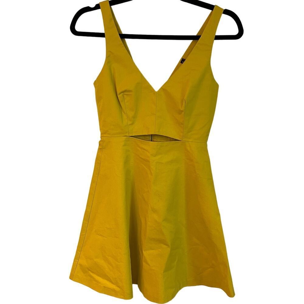 Zara Yellow Cut Out V-Neckline Sleeveless Fit & Flare Mini Dress Size XS